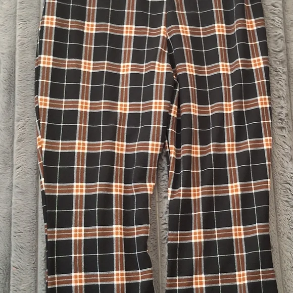 Almost Famous Plaid Pants - Black, Brown, and Orange - Picture 1 of 3